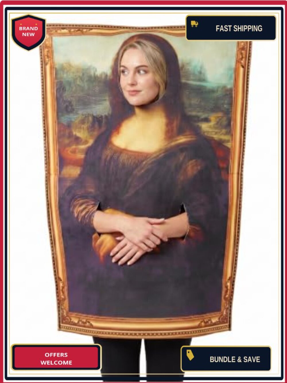 Mona Lisa Costume Famous Paintings Halloween Adult Unisex One Size Polyester